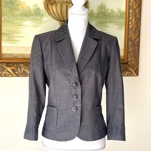 Tahari Arthur S Levine  Sz 8 Gray Single Breasted Lined Career Suit Jacket Notch
